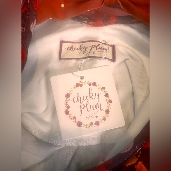 cheeky plum Burgundy Floral Long-Sleeve Dress with Orange Hem - Picture 4 of 4